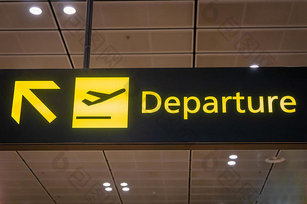 机场离开招牌图标国际飞行离开信息标志机场