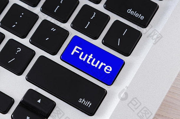 词未来蓝色的电脑键盘按钮