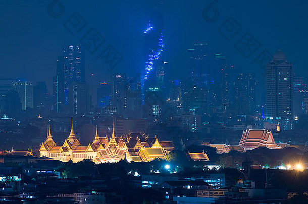 大宫曼谷曼谷城市摩天大楼晚上曼谷泰国