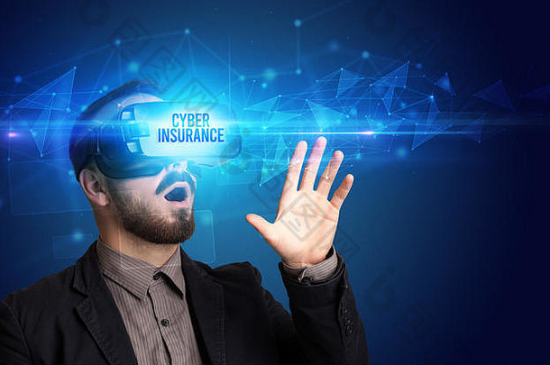 商人虚拟现实眼镜网络保险登记网络安全概念