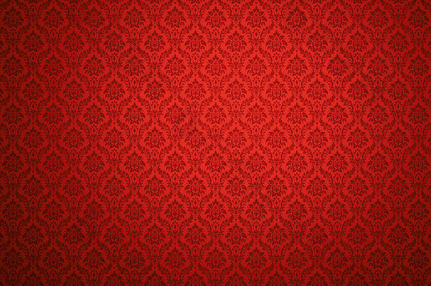红色的大马士革壁纸花模式