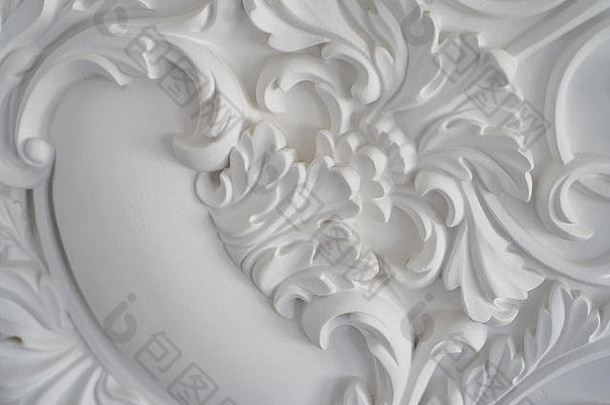 奢侈品白色墙设计浅浮雕粉刷模具罗科科元素