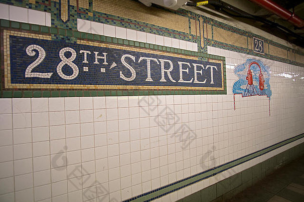地铁艺术平台街停止行地铁赫拉德广场部分曼哈顿纽约<strong>城市</strong>