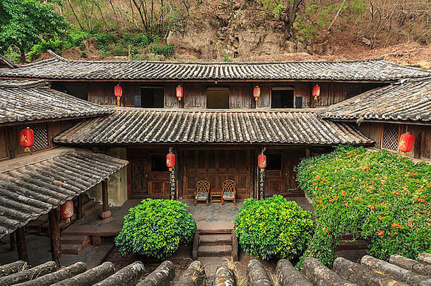 家庭院子里heijing古老的小镇云南中国