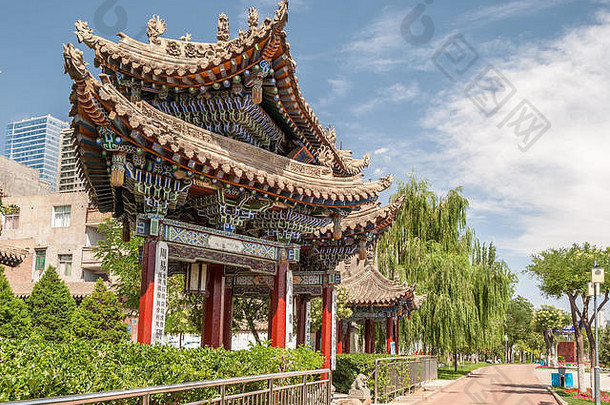 传统的展馆点燃公园兰州甘肃地区中国