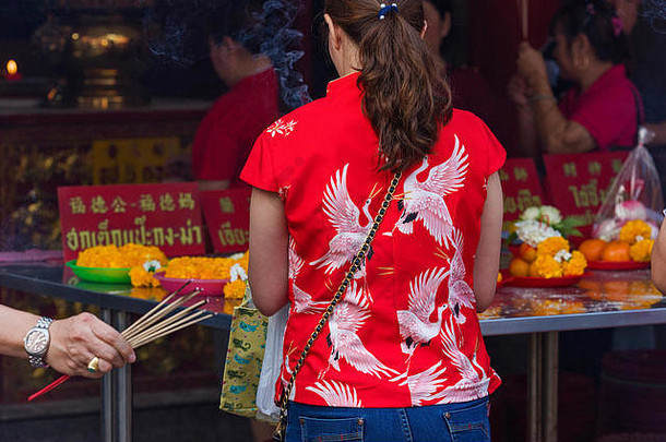 产品神的祖先中国人一年庆祝活动中国寺庙曼谷泰国