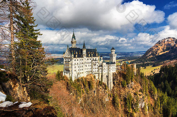 新天鹅堡城堡冬天景观富辛德国
