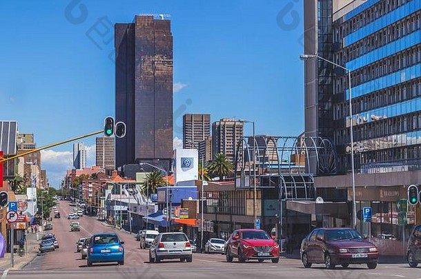 比勒陀利亚南非洲3月视图街城市中心汽车高建筑