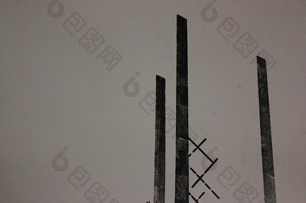 细黑色的白色艺术摄影现代解构主义的视图摩天大楼城市天际线