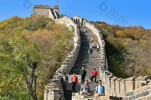 伟大的墙中国陡峭的步骤部分Mutianyu中国