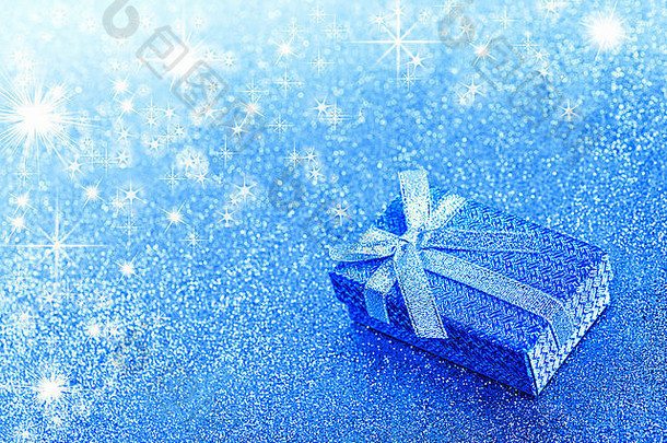 摘要冬天蓝色的圣诞节背景礼物盒子
