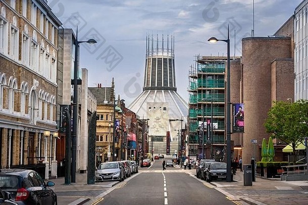 利物浦英格兰完全的现代外天主教大都会大教堂结束希望街利物浦