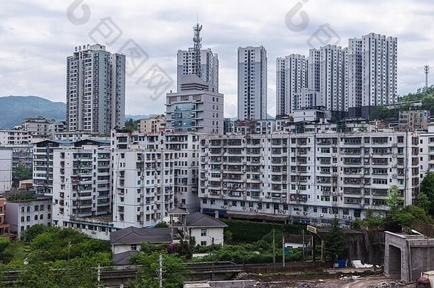 城市视图五龙重庆高上升建筑现代住宅购物中心五龙重庆中国