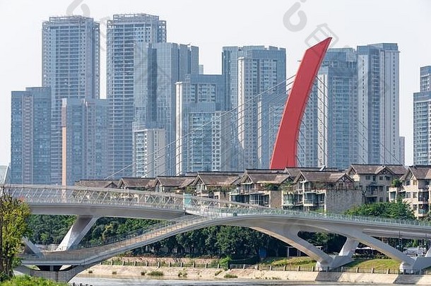 成都四川省中国7月wuchazi桥抚河河摩天大楼