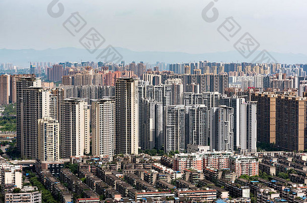 成都四川省中国高住宅建筑空中视图是区城市