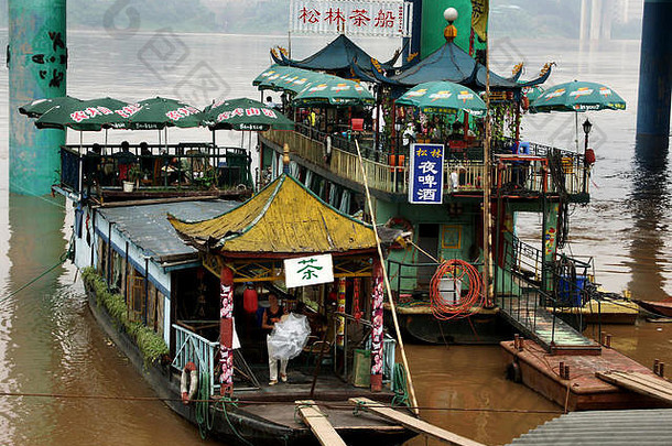 浮动餐厅旋转磁池口古老的小镇保存部分重庆中国