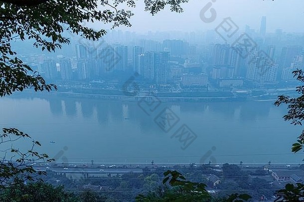 重庆河视图高建筑国河视图业务区城市景观俯瞰河山