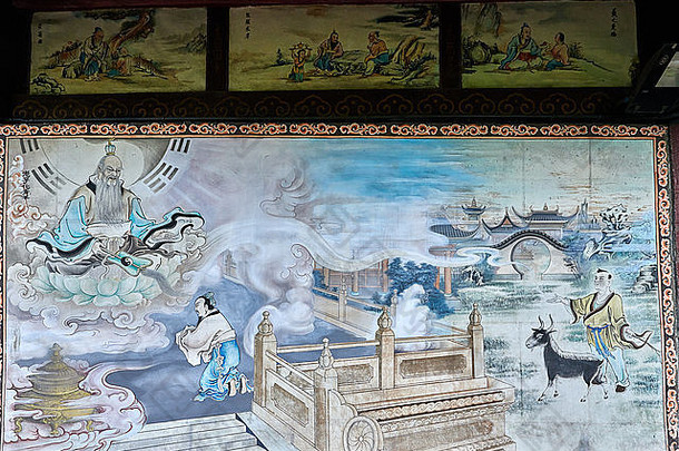 墙绘画青阳龚道教寺庙成都四川中国