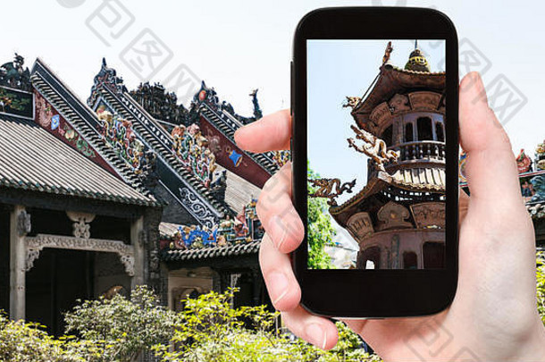 旅行概念旅游照片户外坛guangxiao佛教寺庙明亮的服从明亮的孝顺的虔诚寺庙广州城市