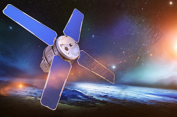 科幻卫星轨道地球元素图像有家具的美国国家航空航天局插图
