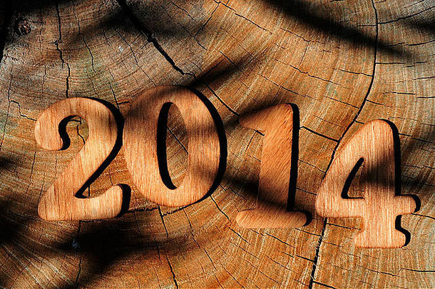 一年写木数字木表面