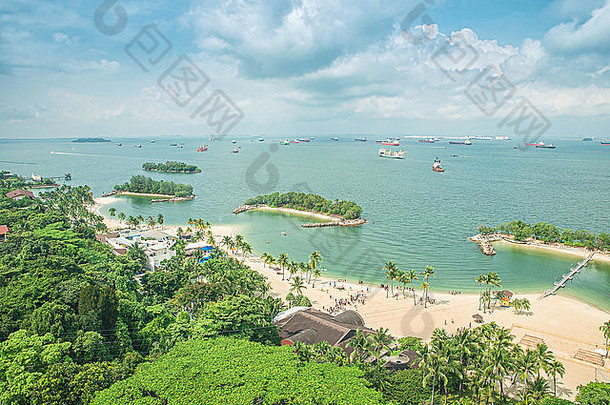 空中视图海滩sentosa岛新加坡