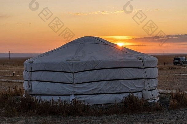 蒙古霜营地蒙古亚洲