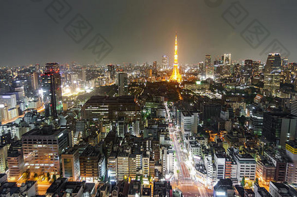 晚上视图东京塔