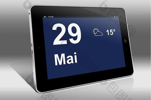 平板电脑电脑显示日历德国语言日期一个平板电脑zeigt那基准五月