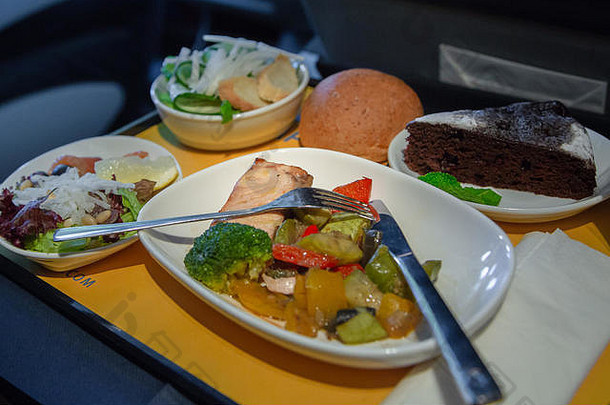 食物飞机业务类旅行