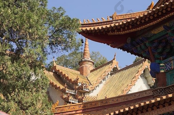 屋顶细节佛教寺庙昆明云南中国