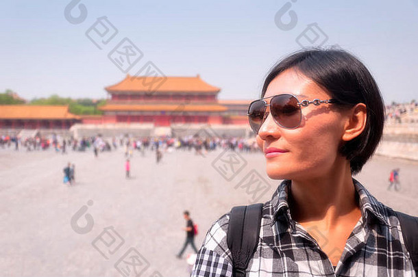 微笑中国人女人旅行被禁止的城市北京中国