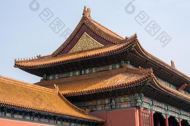 细节屋顶雕刻被禁止的城市北京