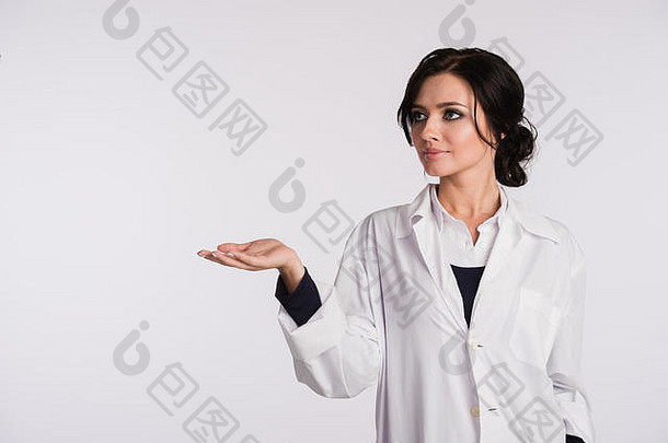指出空白复制空间女人医生护士白色背景