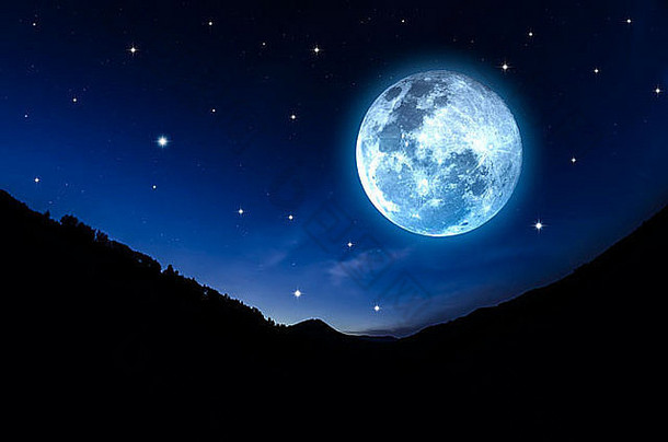布满星星的天空月亮元素图像有家具的美国国家航空航天局