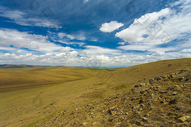 丘陵蒙古草原地形农村蒙古