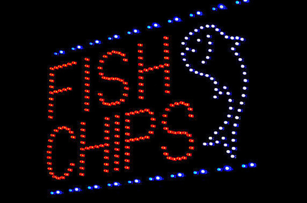 鱼芯片领导标志快食物餐厅