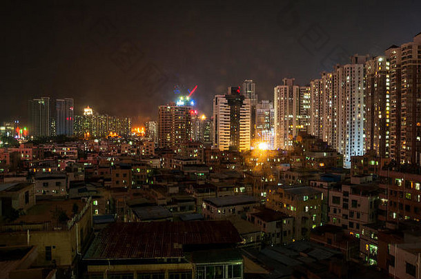 晚上视图住房福田区深圳边境在香港香港