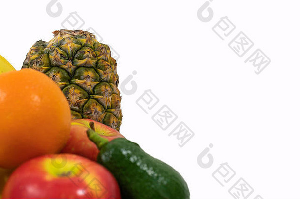 焦点新鲜的有机水果概念重量损失肥胖健康幸福清洁吃植物基于食物素食主义者生活方式