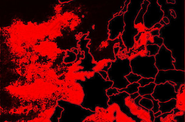 地图欧洲视图空气红外相机红色的行效果大陆airial视图