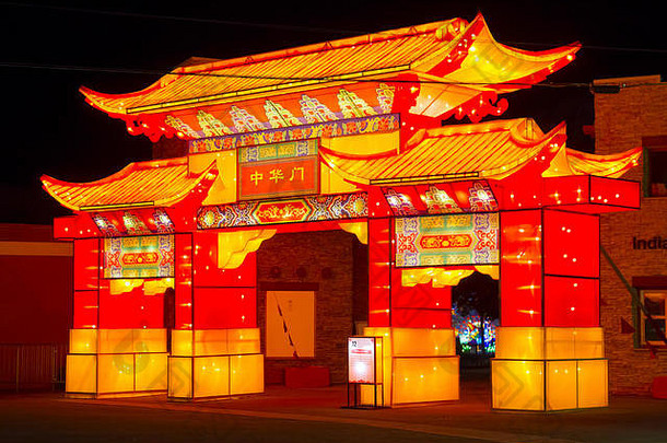 阿尔伯克基墨西哥美国11月中国人灯笼节日基斯晚上庆祝中国人一年