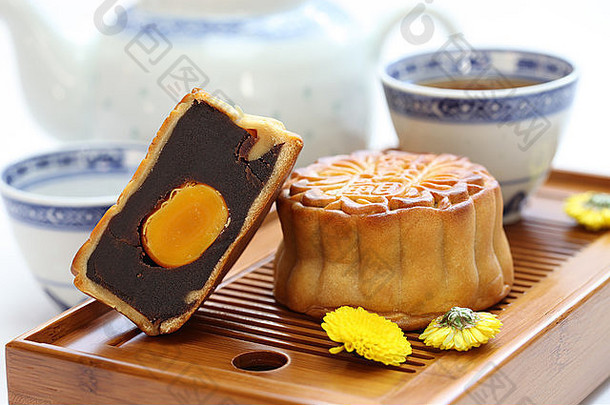 月饼月亮蛋糕中国人传统的甜蜜的中秋festical