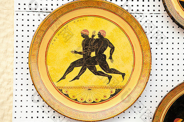 希腊纪念品装饰板跑步者马拉松