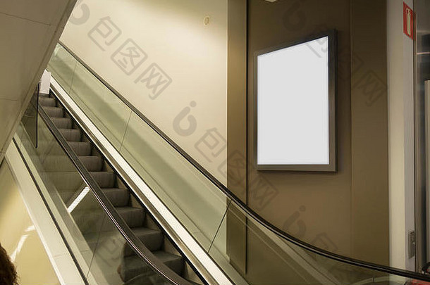 空白广告牌购物购物中心机械自动扶梯