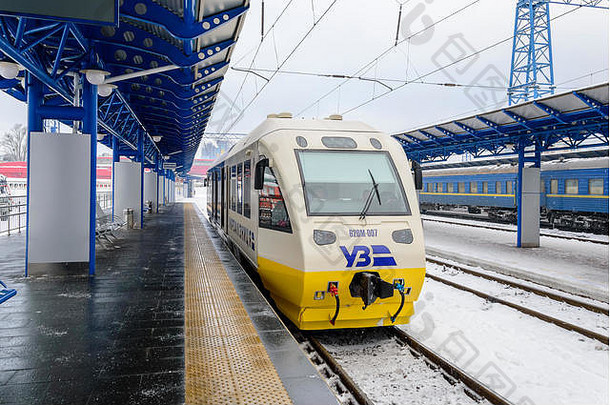 基辅乌克兰1月基辅boryspil表达火车新建高速铁路boryspil国际机场kbp主要火车站转车