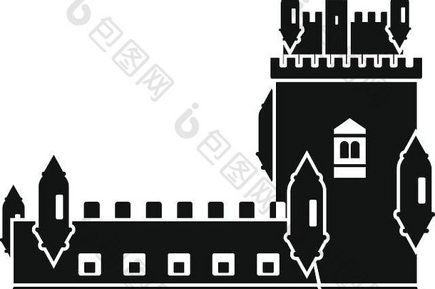 历史城堡图标简单的风格