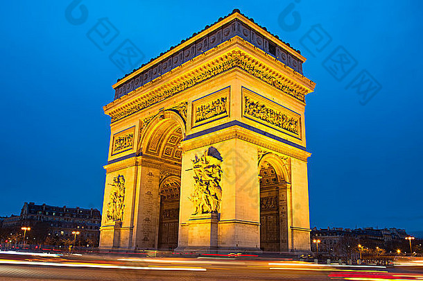 凯旋拱弧凯旋门的地方查尔斯戴高乐巴黎法国