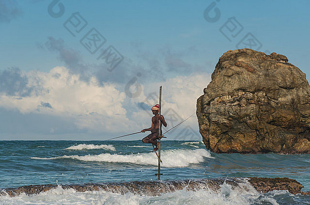 高跷渔夫钓鱼加勒斯里兰卡斯里兰卡