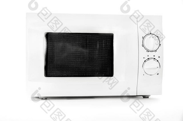 微波烤箱关闭孤立的白色背景厨房设备厨房家庭电器前面视图