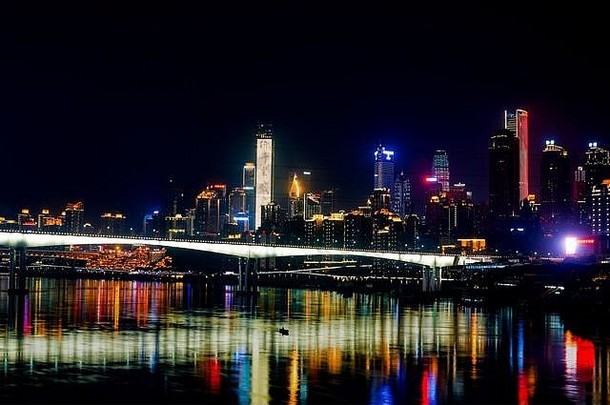 晚上风景高层建筑重庆渡河桥亚洲